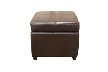 Baxton Studio Pandora Brown Leather Small Storage Ottoman with Wood Feet